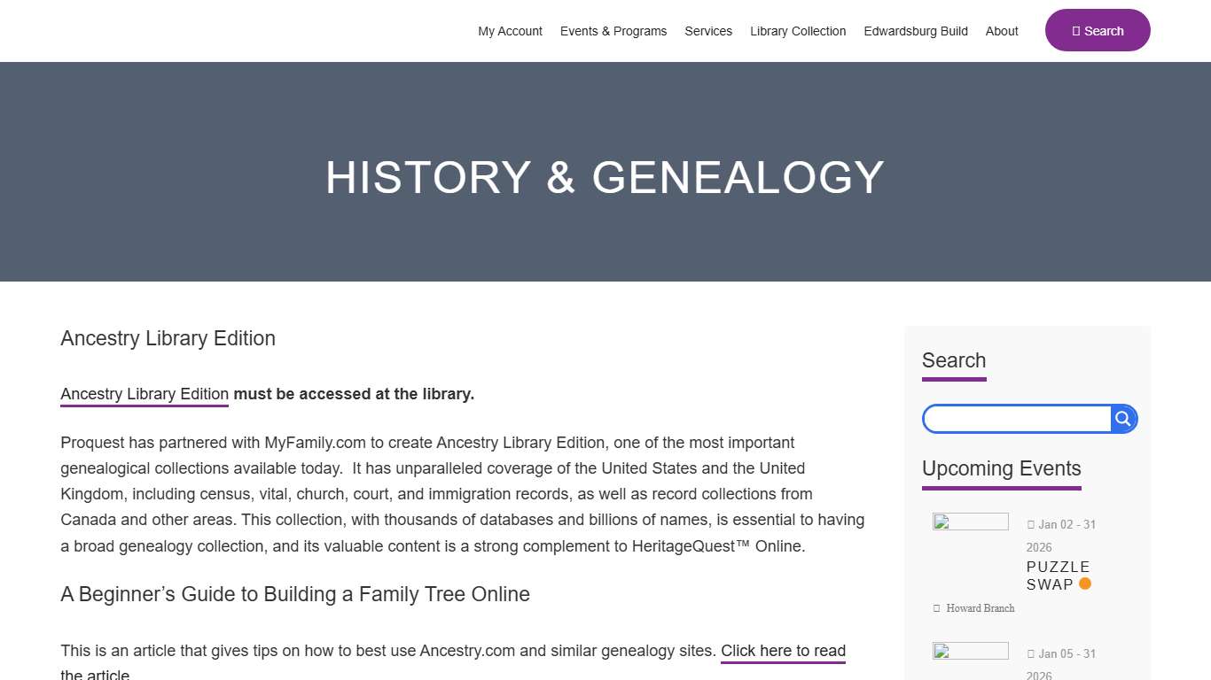 History And Genealogy Resources Cass District Library