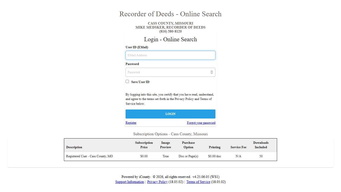 iRecord Search - Cass County, Missouri